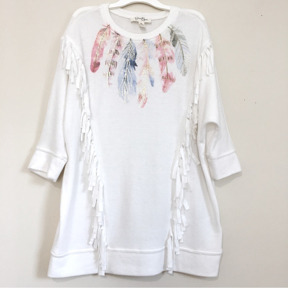 Jessica Simpson Big Girls Mckenzie Fringe Top White T-shirt